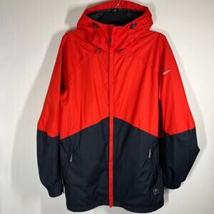 Nike Kampai Snowboard Jacket Large Waterproof Breathable Pit Zippers Red/Org Blk